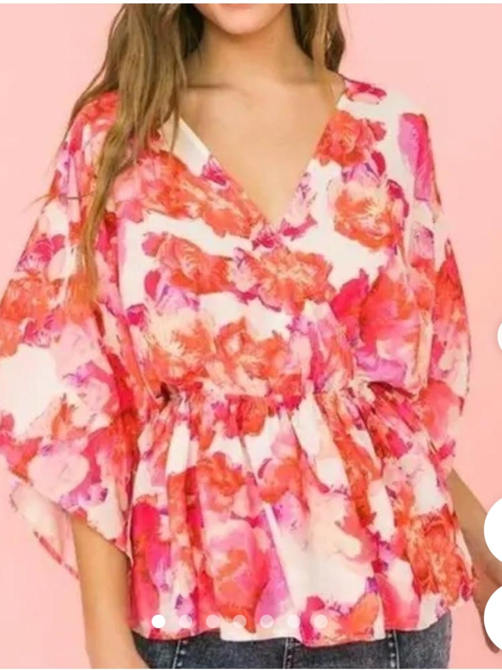 Flying Tomato blouse kimono Lipstick Floral Wrap Top Small EUC